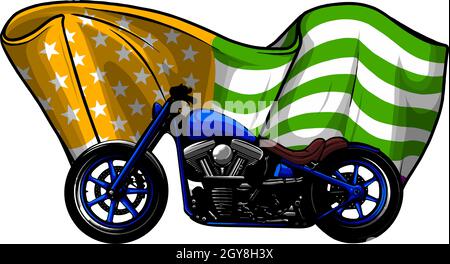 moto del trinciatore con illustrazione della bandiera americana Foto Stock