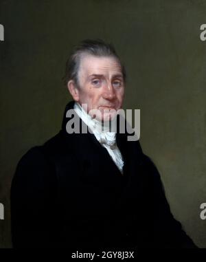 James Monroe (1758-1831), 5° Presidente degli Stati Uniti, Head and Shoules Portrait, Oil on Canvas, Chester Harding, 1829 Foto Stock