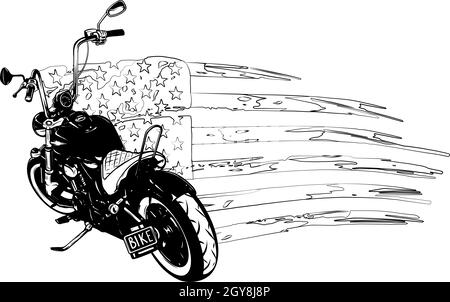 moto del trinciatore con illustrazione della bandiera americana Foto Stock