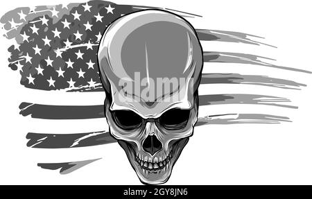 illusione di cranio con bandiera americana Foto Stock