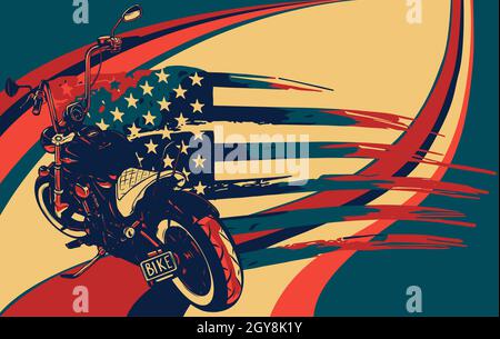 moto del trinciatore con illustrazione della bandiera americana Foto Stock