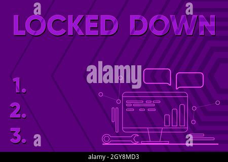 Ispirazione che mostra il segno bloccato, Business showcase misura di emergenza che mostra impedito da area limitata computer manutenzione e riparazione Foto Stock