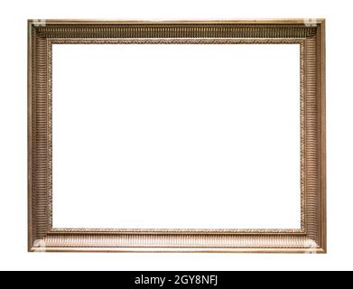 cornice orizzontale in legno di bronzo intagliato ritagliata su sfondo bianco Foto Stock