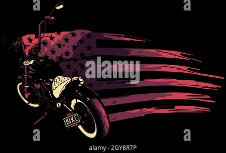 moto del trinciatore con illustrazione della bandiera americana Foto Stock