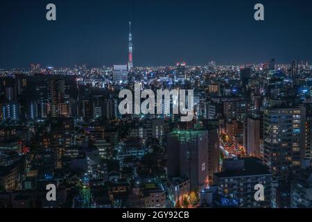 Cielo albero visibile dal Centro Civico di Bunkyo. Luogo di ripresa: Area metropolitana di Tokyo Foto Stock