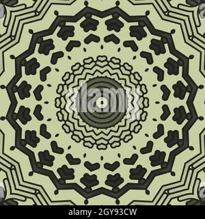 Una bella illustrazione di un modello circolare nella forma di mandala Foto Stock