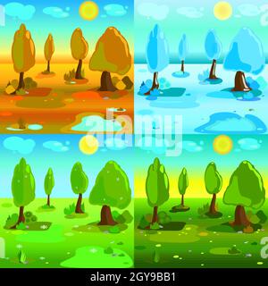 illustrazione vettoriale a quattro stagioni Illustrazione Vettoriale