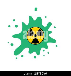 Segnale di radiazione ionizzante. Simbolo di contaminazione radioattiva. Avvertenza pericolo pericolo su sfondo bianco. Foto Stock