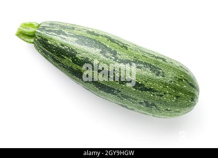 Zucchine isolate su sfondo bianco. Vista dall'alto Foto Stock