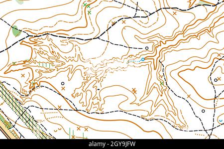 Frammento dettagliato della mappa topografica vettoriale astratta Foto Stock