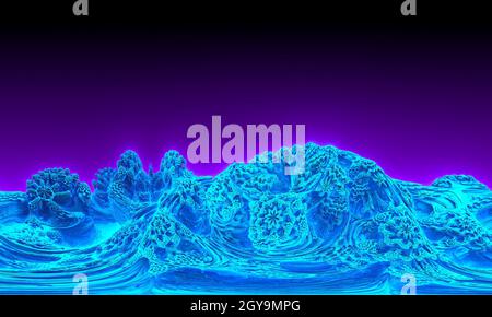 Sfondo frattale di montagne coralline. Fantasy Alien Landscape - rendering 3D. Foto Stock
