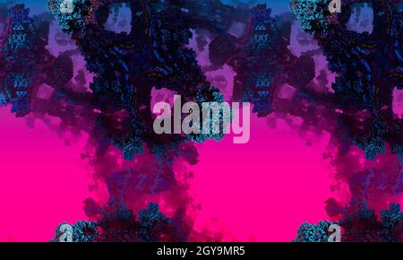 Sfondo frattale di montagne coralline. Fantasy Alien Landscape - rendering 3D. Foto Stock
