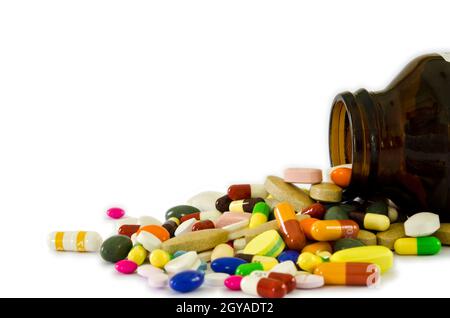 PillsDrugs e medicine di colore diverso Foto Stock