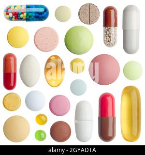 PillsDrugs e medicine di colore diverso Foto Stock
