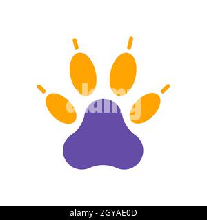 Icona del glifo del vettore paw predatorio. Cartello animali domestici. Simbolo grafico per siti Web e applicazioni per animali domestici e veterinari, design, logo, app, interfaccia utente Foto Stock