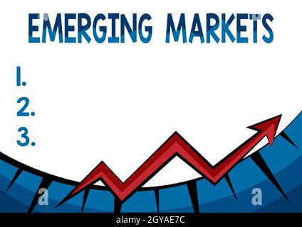 Didascalia di testo Presentazione dei mercati emergenti, Business idea nazioni che stanno investendo in capacità più produttiva Abstract Graph Presenting Progress, MOV Foto Stock