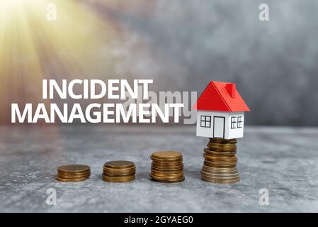 Scrittura di testo visualizzazione Incident Management, Business Overview attività di un'azienda per identificare e correggere i pericoli Computing House Upgrade Budget, Foto Stock