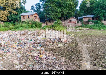 Case semplici nel villaggio di Nyaung U a Bagan, Myanmar Foto Stock