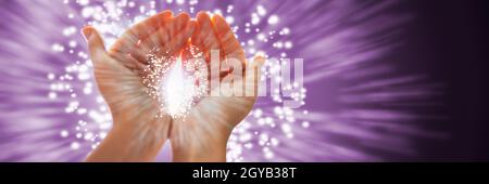 Energia spirituale psichica luce e Reiki Foto Stock