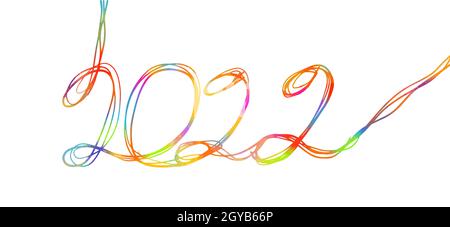 Disegno della penna 2022 calligrafia multicolore . Illustrazione vettoriale Illustrazione Vettoriale