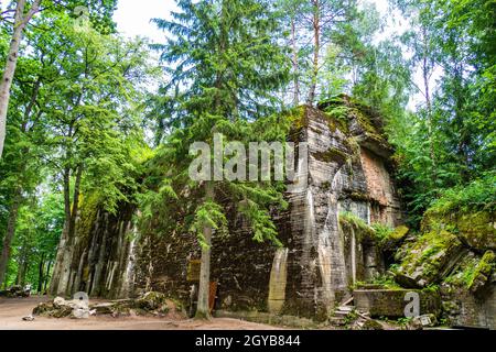 Il bunker di Adolf Hitler - la Lair del lupo, a Wolfsschanze. Polonia. Foto Stock