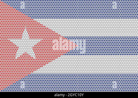 Bandiera 3D di Cuba su sfondo metallico. Foto Stock