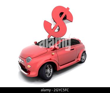 Il simbolo del dollaro di schiantarsi su una macchina Foto Stock