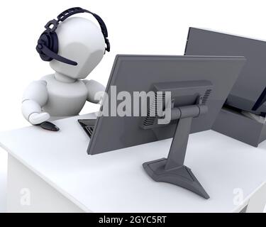 3D rendering di un uomo in chat sul web Foto Stock