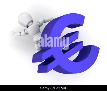 Qualcuno appiattito da un simbolo Euro Foto Stock