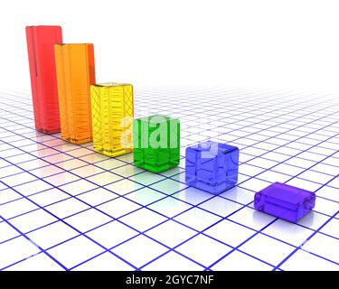 3D render di un grafico che mostra in aumento dei profitti Foto Stock