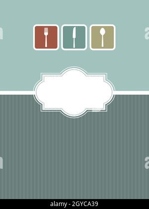 Menu design con sagome di un coltello, forchetta e cucchiaio Foto Stock