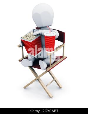 3D render di qualcuno con pocorn e bicarbonato di sodio Foto Stock