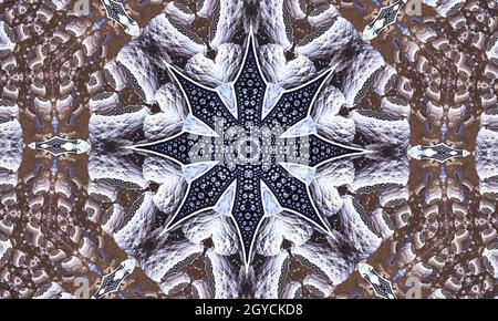 Pizzo rotondo ornamentale, motivo di Kaledoscope per la fabbricazione di imballaggi, scrapbooking, confezione regalo, libri, opuscoli, album. Foto Stock