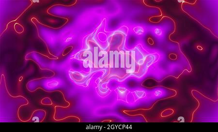 Curve vivide con rendering 3d con sfocatura geometrica. Curvatura casuale ondulata con sfumatura e linee creative. Presentazione digitale circolare divergente wi Foto Stock