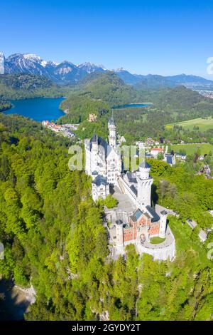 Puzzle Lais 1000 Pezzi - Vista Aerea Del Castello Di Neuschwanstein Al Tramonto, Baviera, Germania, Paesaggio Montano