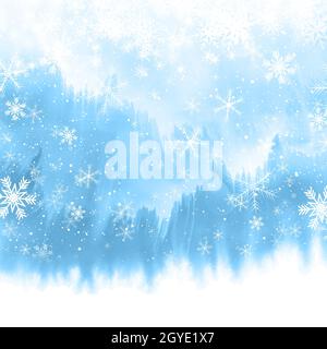 Fiocchi di neve di natale su una texture ad acquerello Foto Stock