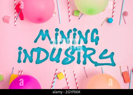 Didascalia testo Presentazione industria mineraria, Business idea estrazione di minerali preziosi e materiali geologici colorful Birthday Party Designs Bright Foto Stock