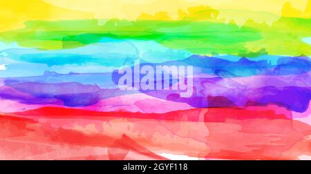 Sfondo astratto multicolore dipinto ad acquerello - illustrazione vettoriale Foto Stock