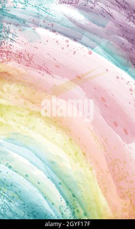 Sfondo astratto multicolore dipinto ad acquerello - illustrazione vettoriale Foto Stock