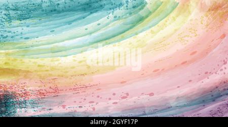 Sfondo astratto multicolore dipinto ad acquerello - illustrazione vettoriale Foto Stock