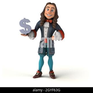 3D Illustrazione di un uomo cartoon in costume storico barocco Foto Stock