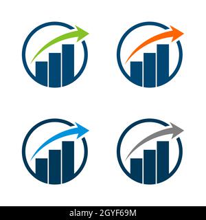 Impostare Il Modello Di Logo Di Stock Exchange Insurance Design Illustrazione. Vettore EPS 10. Foto Stock