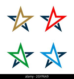 Set Abstract Arrow Star Compass Rose Logo Modello Illustrazione Design. Vettore EPS 10. Foto Stock