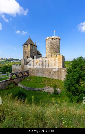 Castello gotico medievale, Castello di Bedzin, alta Slesia, Bedzin, Polonia. Fu costruita come fortificata dal re Casimiro il Grande nel XIII secolo. Ora r Foto Stock