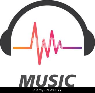 modello di icona vettoriale del logo sound wave music Illustrazione Vettoriale