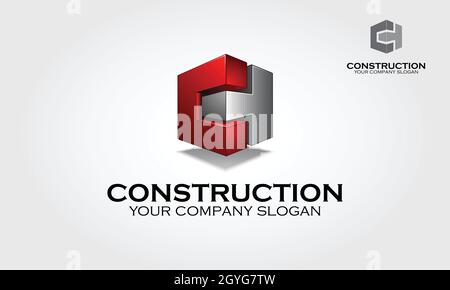 Illustrazione del logo di Construction Vector. Un'eccellente sagoma del logo, particolarmente adatta per le attività di architettura, ingegneria e interior design. Illustrazione Vettoriale
