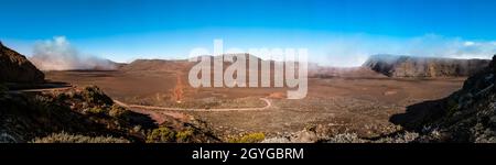 Vista panoramica della Plaine des Sables, area di Vulcano, Isola di Reunion Foto Stock