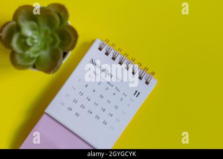 Calendario degli strappi per novembre 2021. Calendario desktop per la pianificazione e la gestione di ogni data Foto Stock