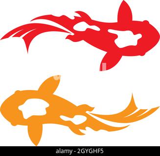 Modello vettoriale logo Koi Fish Illustrazione Vettoriale