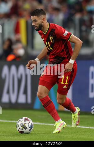 Torino, 7 ottobre 2021. Yannick Carrasco del Belgio durante la partita della UEFA Nations League allo Stadio Juventus di Torino. Il credito d'immagine dovrebbe essere: Jonathan Moscrop / Sportimage Foto Stock